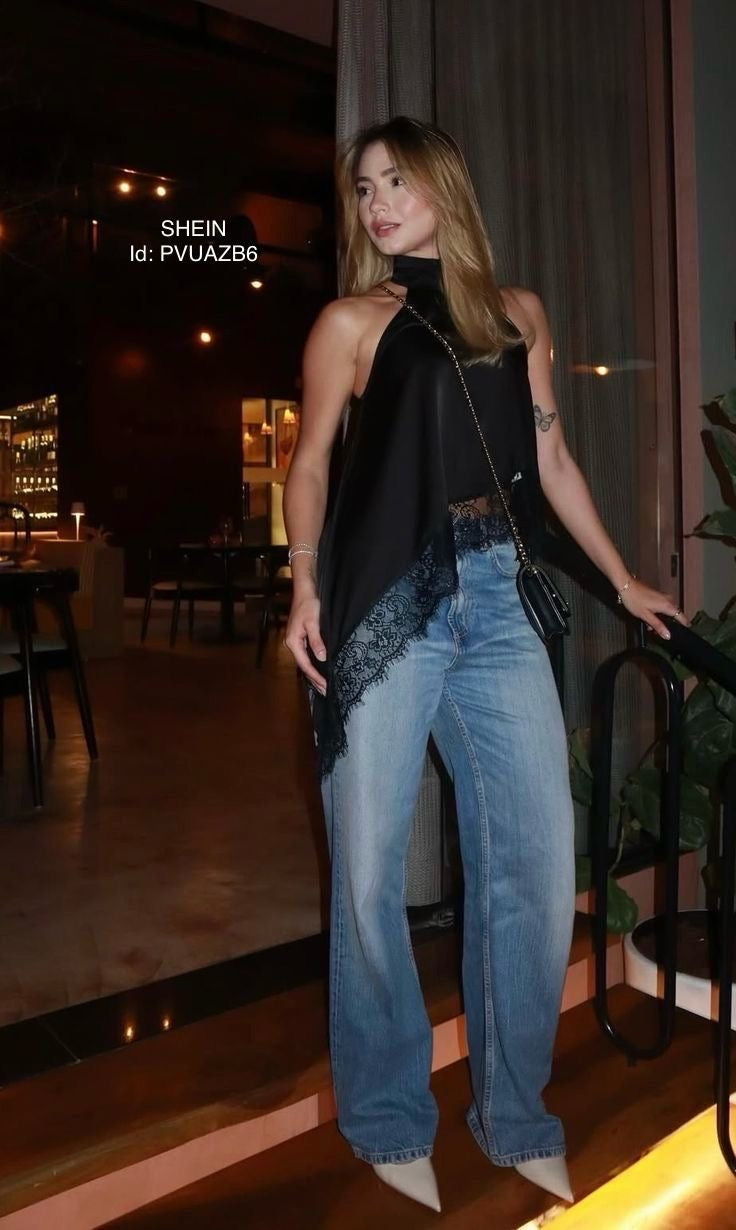 Asymmetric Black Blouse