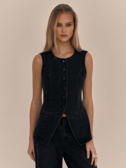 Black Denim Blouse