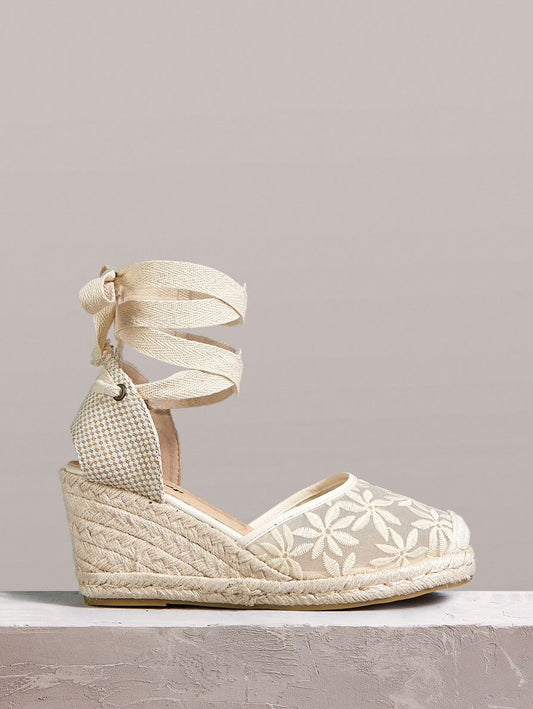 White Florals Heels